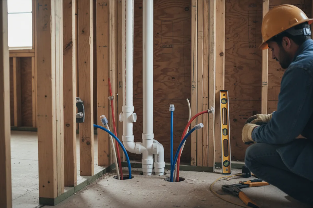 Drain and supply rough-in during Sump Pump Repair in Barataria
